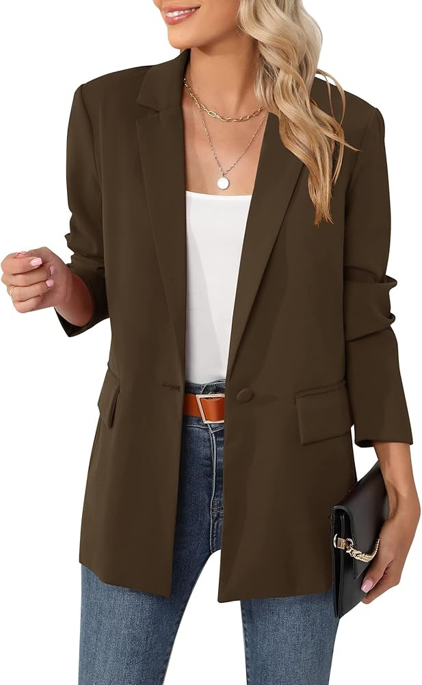 LUYAA Womens Oversized Blazer Jacket Casual Work Office Open Front Suit Jacket with linning and S... | Amazon (US)