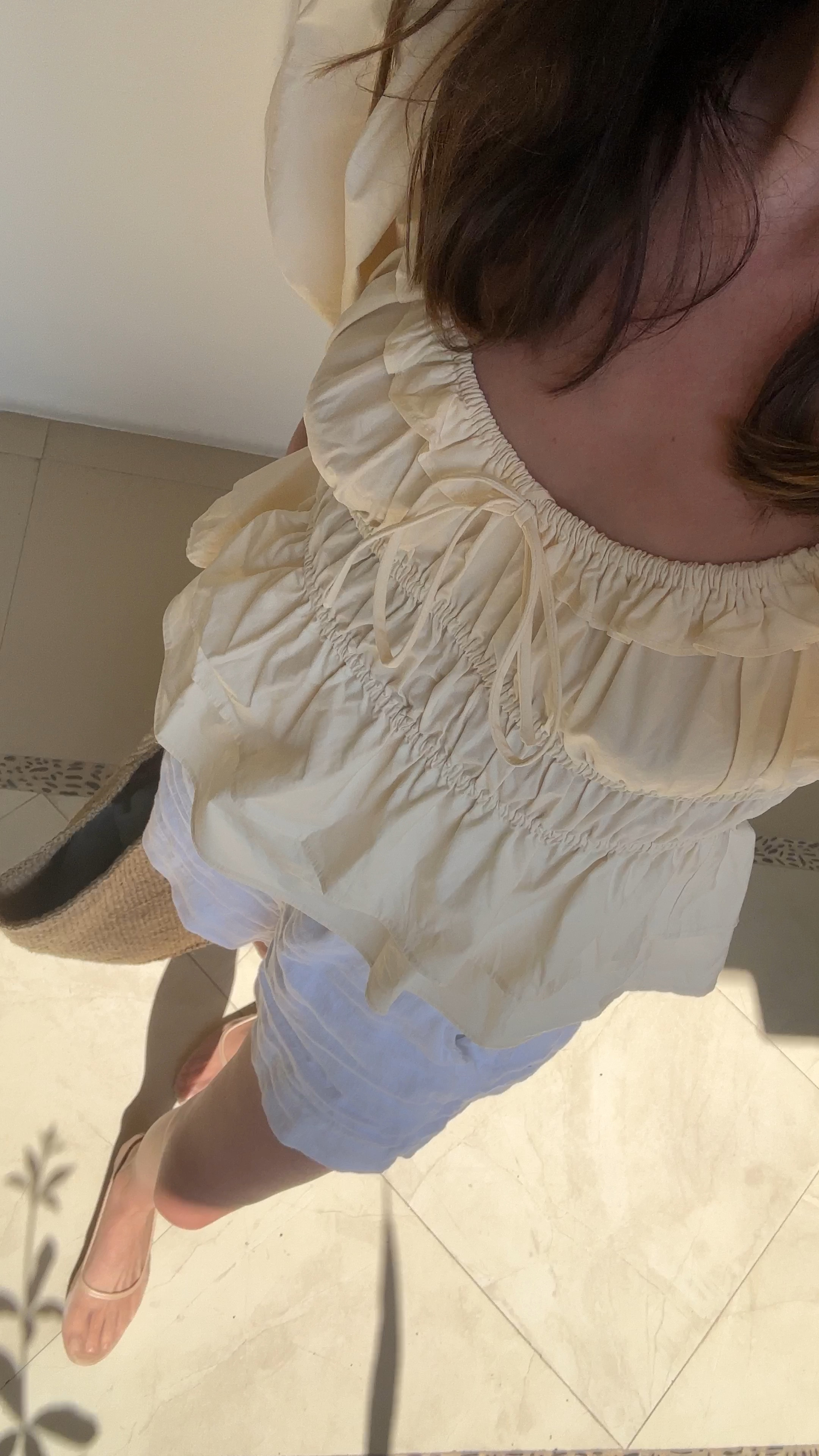 The full vacation look in linen shorts, mesh ballet flats and straw tote. Linking very similar top 🤍 

I took my larger size in the shorts but wish I got my smaller size, as they do stretch out. Something to keep in mind if you prefer a looser/tighter fit. 

#LTKTravel #LTKFindsUnder100 #LTKShoeCrush