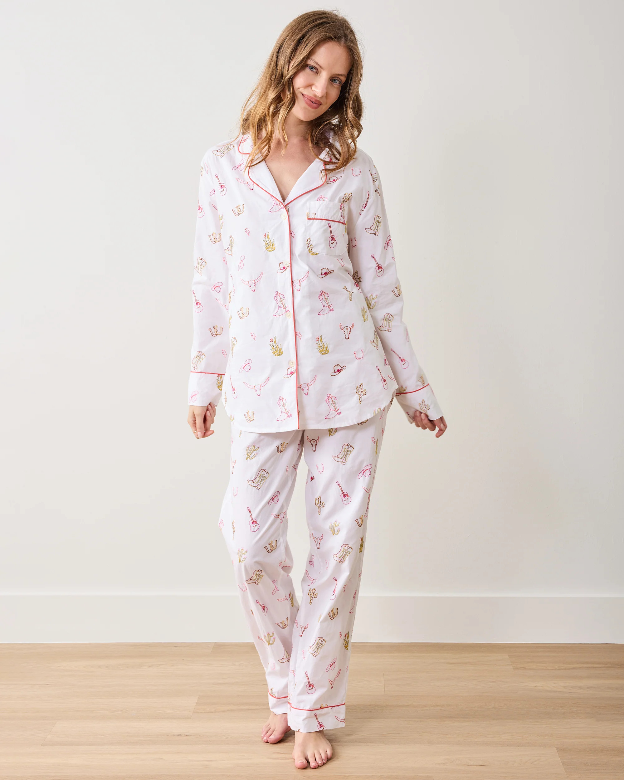 Western Embroidery - Long PJ Set - Cloud | Printfresh