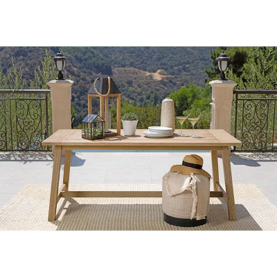 Sierra Outdoor Eucalyptus Wood Rectangular Outdoor Dining Table - Light Brown - Coaster | Target