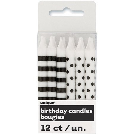 Black Stripes and Dots Birthday Candles, 12pk | Walmart (US)