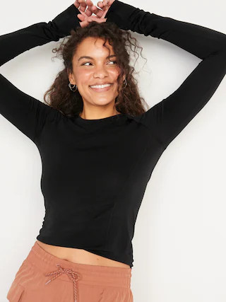 Long-Sleeve Seamless Paneled T-Shirt for Women | Old Navy (US)