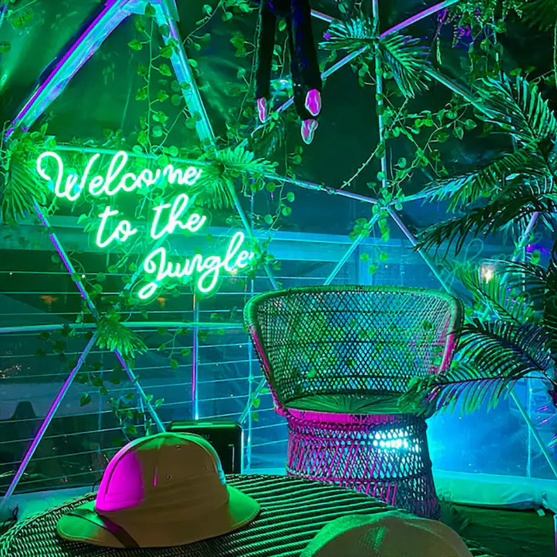 Welcome to the Jungle 30x24 in. LED Sign Light Up Wall Art Neon Style Bar Sign Unique Party Decor... | Etsy (US)