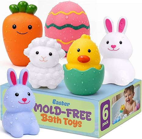 ArtCreativity Easter Basket Stuffers for Toddlers, Mold Free Bath Toys, 6 Pack, No Hole Easter Ba... | Amazon (US)