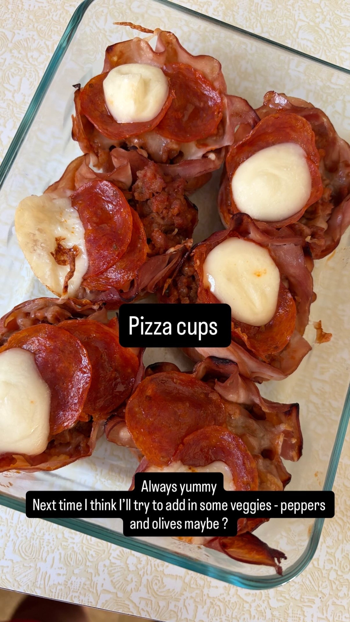 Pizza cups  - a lighter version of a favorite meal, and it tastes totally like a pizza ! 


Next time I think I’ll try to add in some veggies - peppers and olives maybe ?

#dinner #lowcarb #familydinner #pizza #easyrecipe #recipeideas

#LTKKids #LTKdayinmylife #LTKmomlife