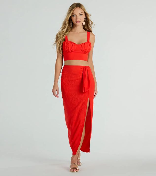 Sunny Vibes High Slit Woven Midi Skirt | Windsor Stores