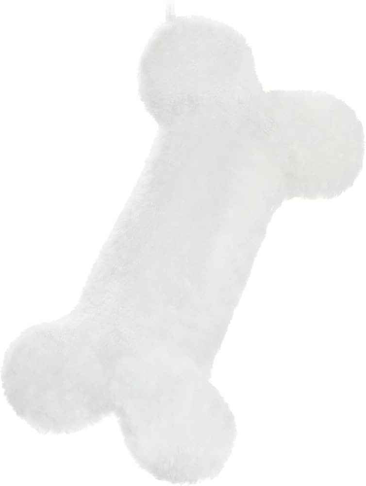 Senneny Snowy White Plush Pet Dog Christmas Stocking, Dog Christmas Stockings Large Bone Shape Fa... | Amazon (US)