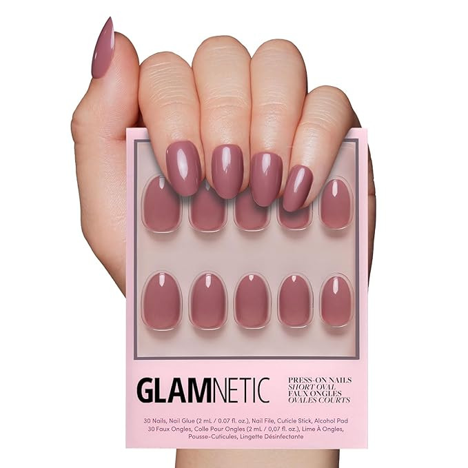 Glamnetic Press On Nails - Fall Mauve | Opaque Muted Blush Mauve Short Oval False Nails, Reusable... | Amazon (US)