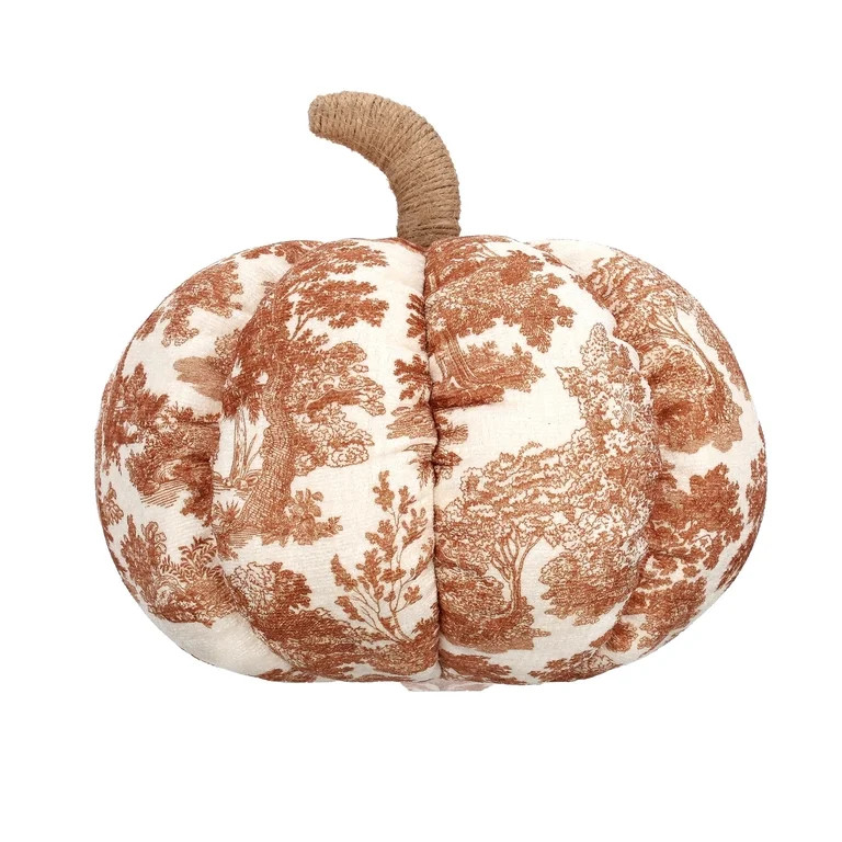 My Texas House Forest Toile Pumpkin Decorative Pillow, Rust and Cream, 6" | Walmart (US)