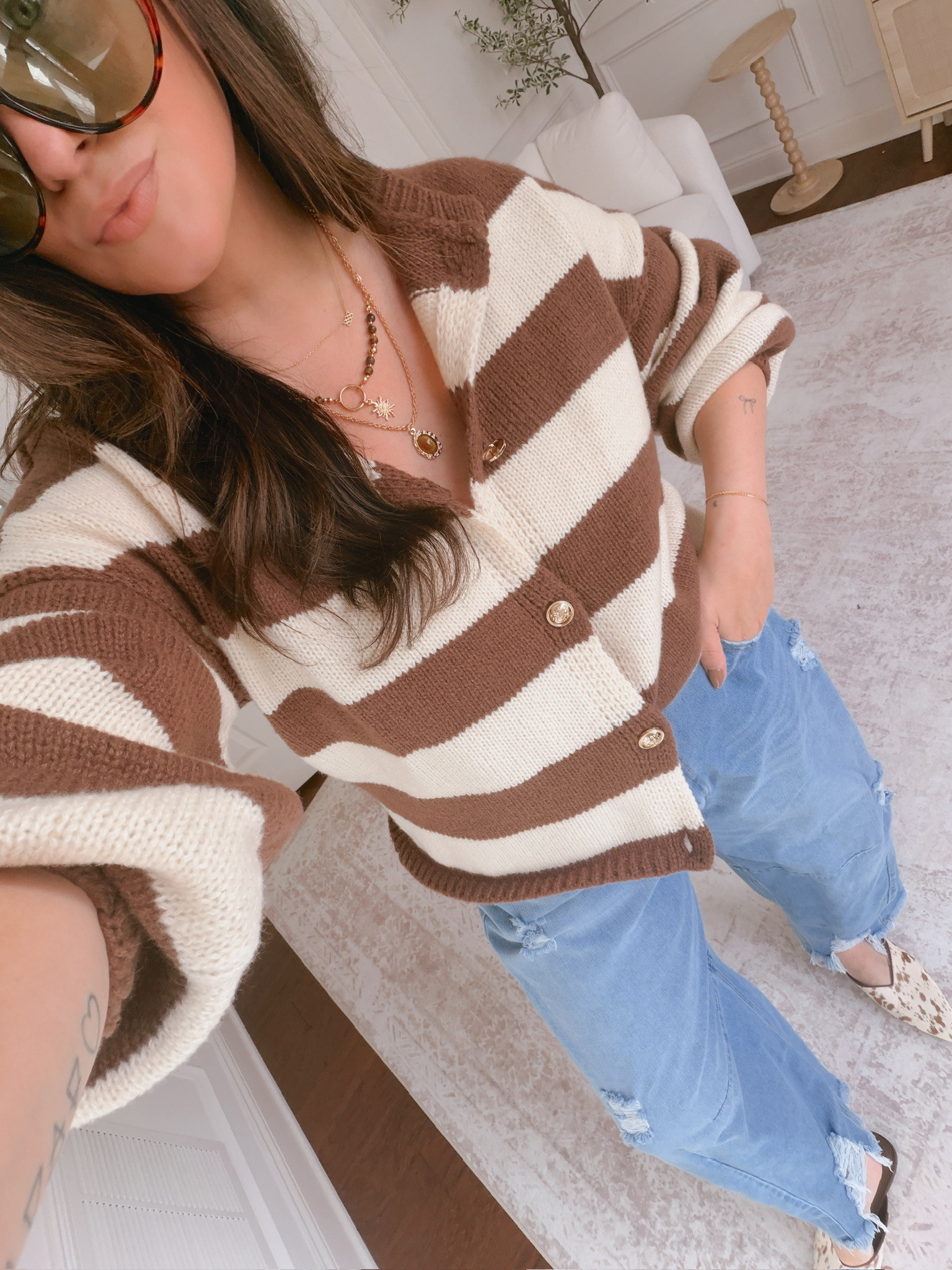 Wearing a large in the sweater and a 14 in the denim 

 #LTKSeasonal #LTKMidsize