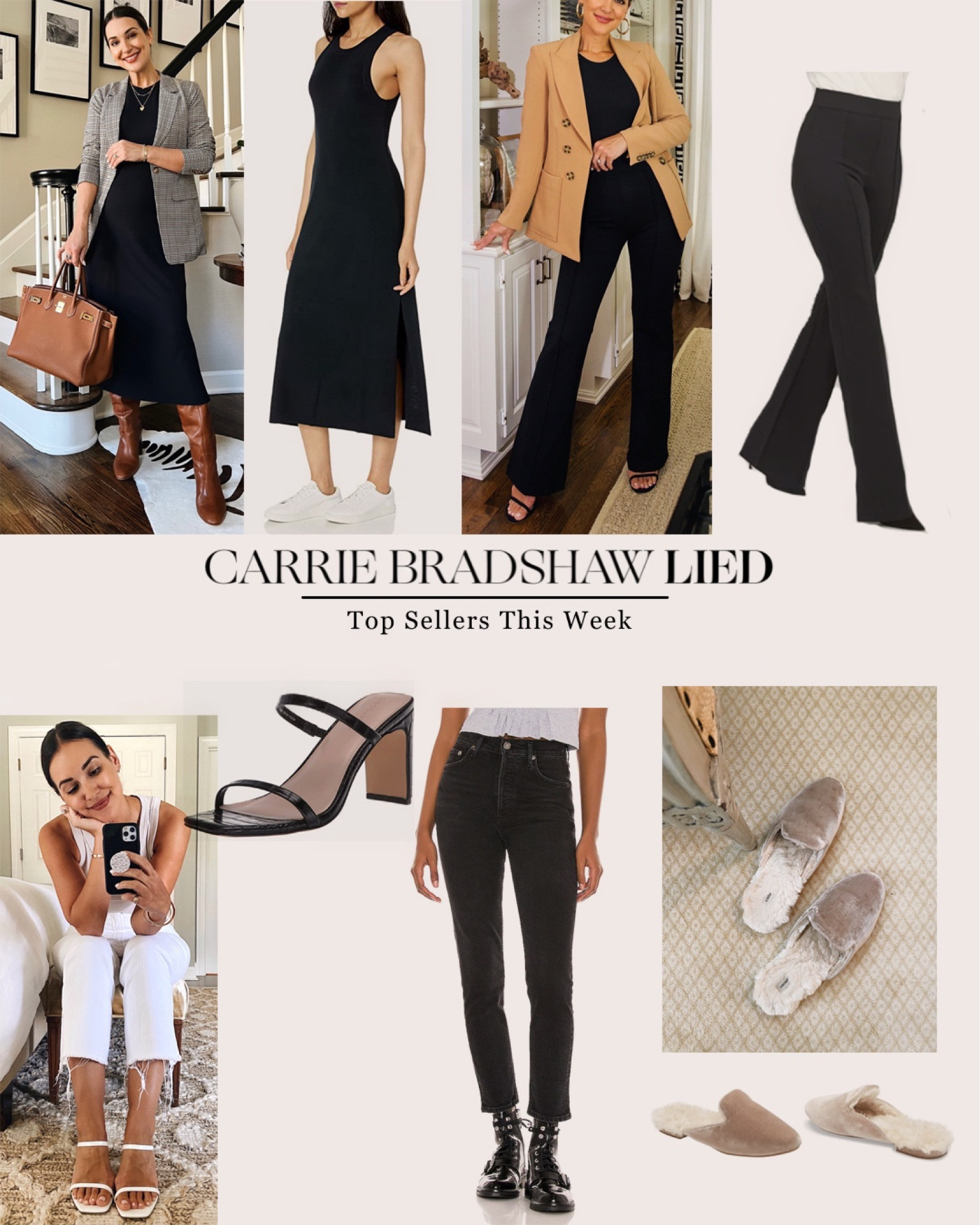 Last week’s top sellers - the prettiest velvet slippers, black flare pants (and the most flattering pants in my closet), black denim, knit midi dress under $50 and strappy heels in ever color under $50

#LTKunder50