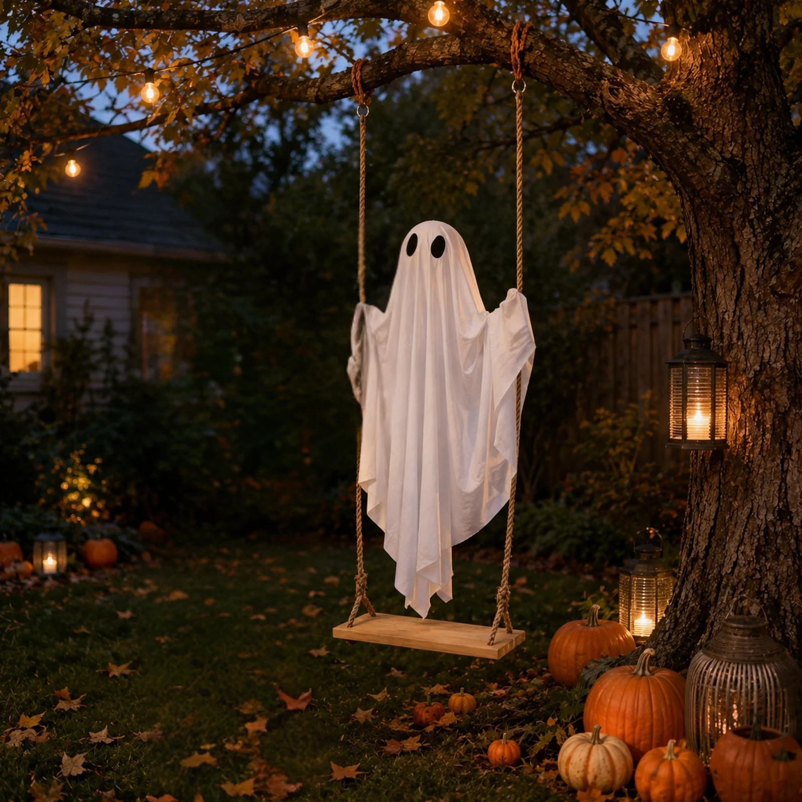 Halloween 6 ft Hanging Swing Ghost with Lights and Remote Control, Outdoor Halloween Decorations,... | Walmart (US)