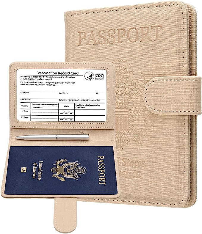 MCmolis Passport and Vaccine Card Holder Combo,RFID Blocking Leather Cover Case Travel Documents ... | Amazon (US)