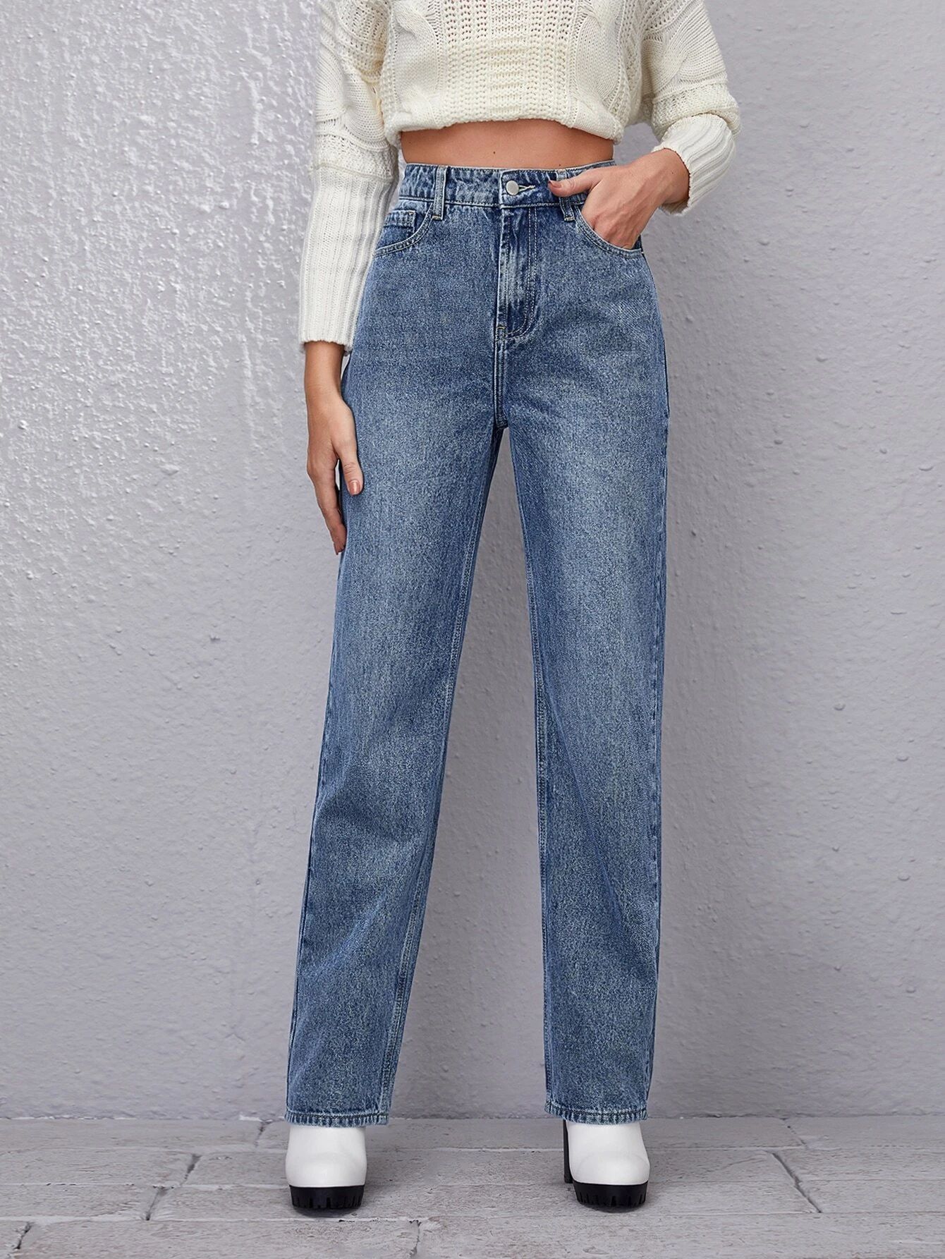 High-Waisted Straight Jeans | SHEIN
