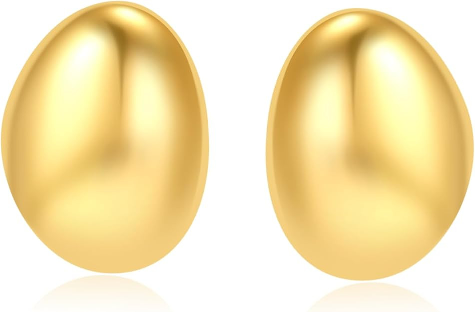 KELMALL Chunky Gold Hoop Statement Earrings for Women, Thick 18K Gold Plated Open Hoop Lightweigh... | Amazon (US)