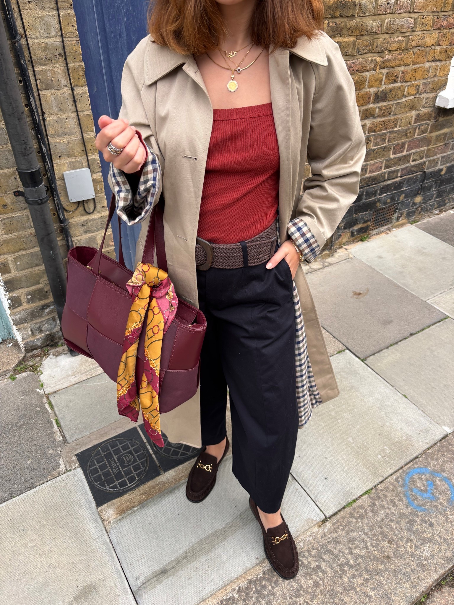 Work wear outfit- trench coat, suede loafers, burgundy bag, barrel trousers #suede #trenchcoat

#LTKwinter #LTKuk #LTKxAF