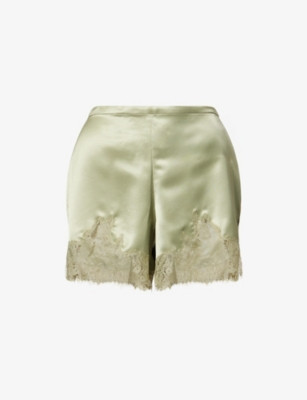 Fern Floral-Lace Satin Shorts | Selfridges