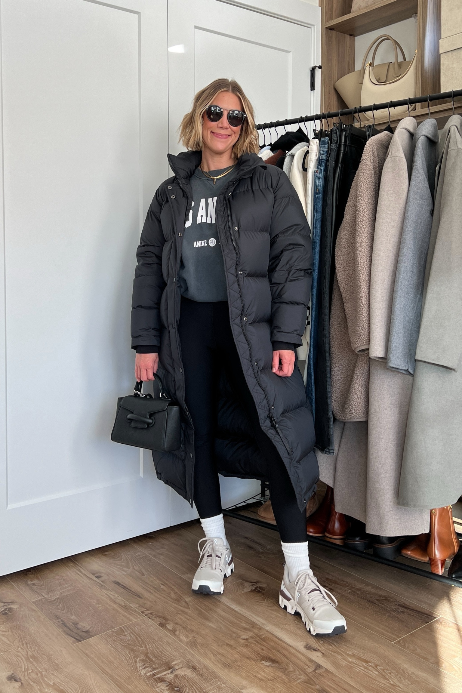 Wearing small leggings, large graphic sweatshirt, small puffer coat, sneakers tts 

#LTKfindsunder100 #LTKsalealert #LTKstyletip