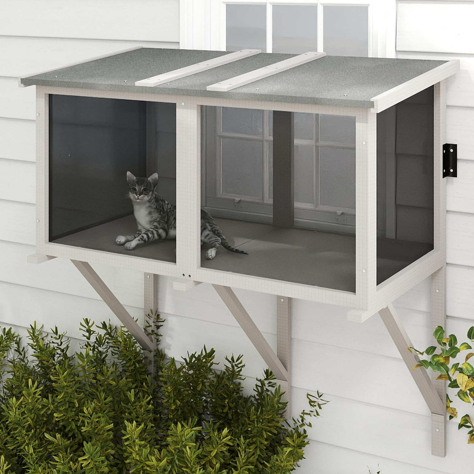 Cat Catio, Expandable Window Box Enclosure for Indoor Cats, Comfortable Wooden Small Pet Perch Ho... | Amazon (US)