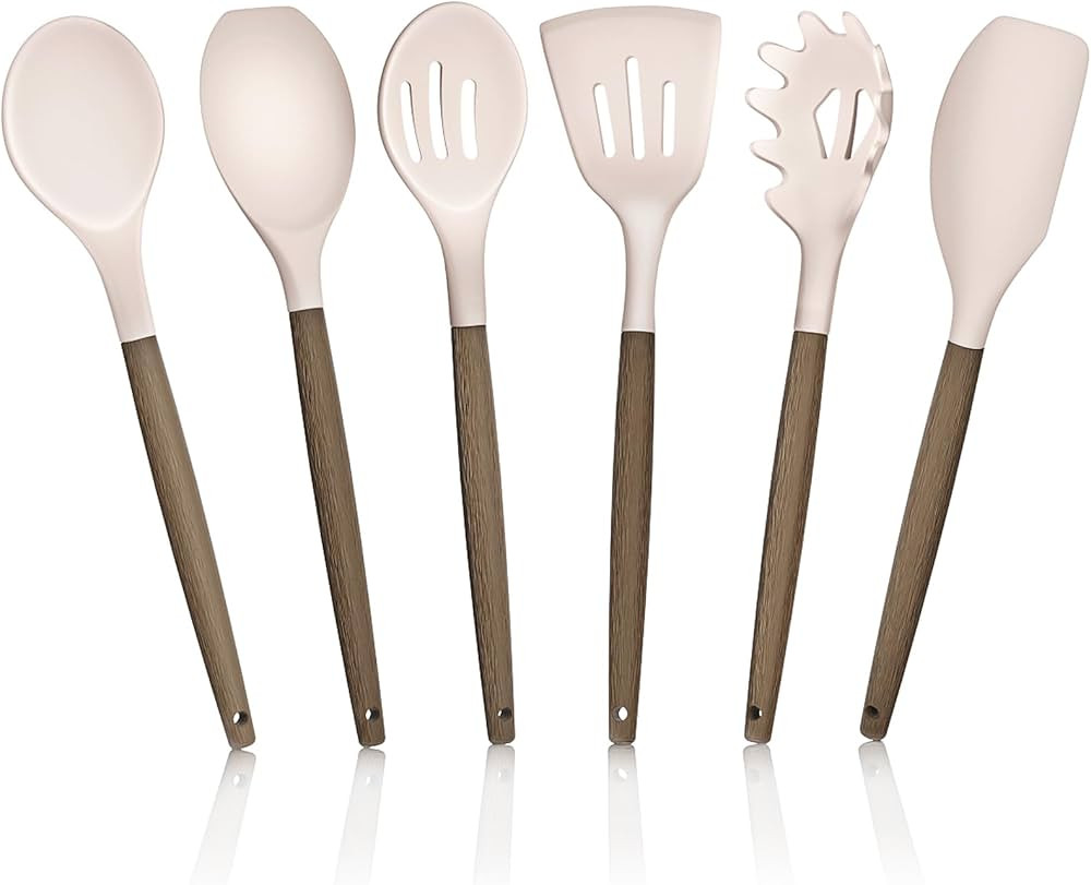 Silicone Kitchen Utensils Set, Deedro 7 Pieces Cooking Utensils Set Silicone Spatula Set with Nat... | Amazon (US)