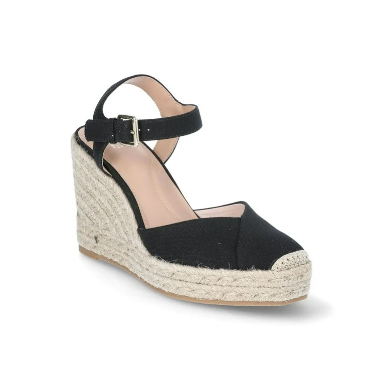 Time and Tru Women's Square Toe Espadrille Wedge Sandals | Walmart (US)