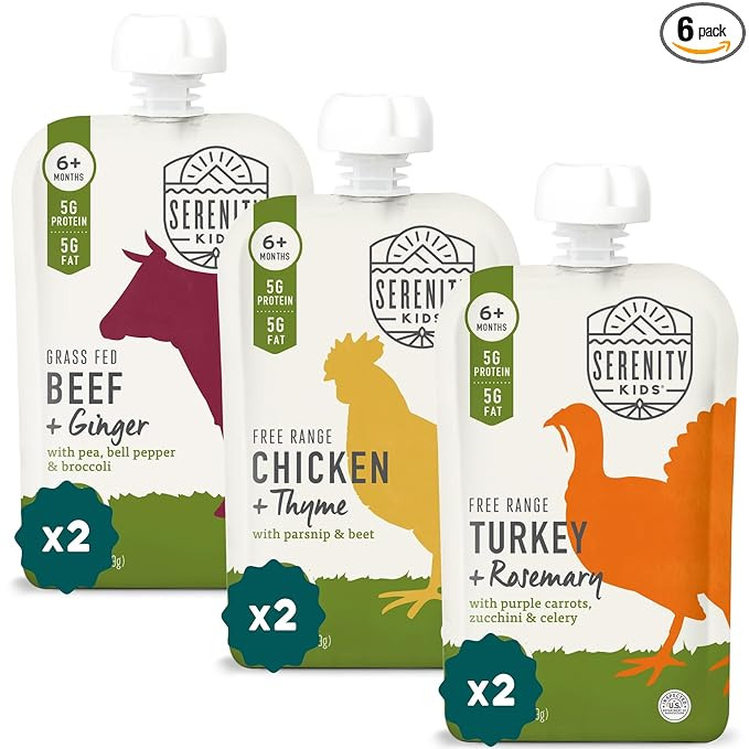 Serenity Kids 6+ Months Baby Food Pouches Puree - BPA-Free Meats & Herbs - Organic Baby Food Pure... | Amazon (US)