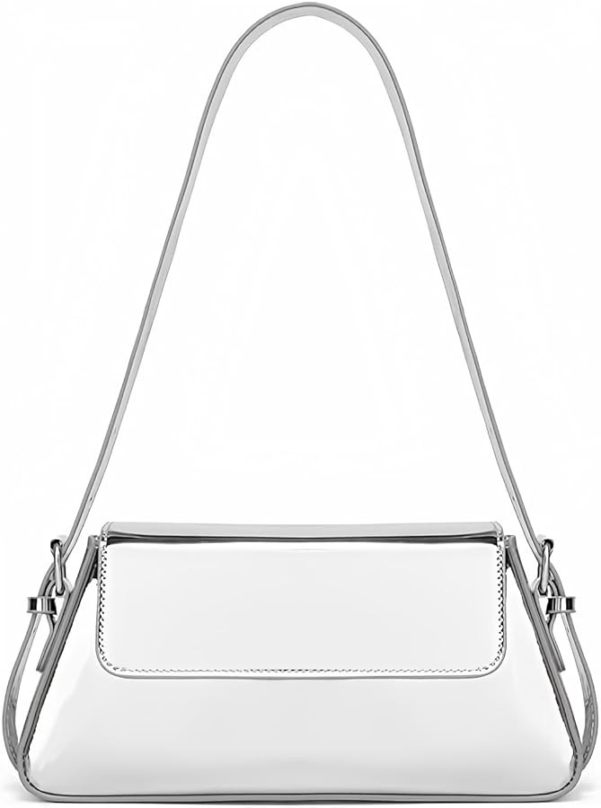 Silver Metallic Evening Bag for Women Y2K Silver Leather Shoulder Bags Sparkle Purse for Prom Wed... | Amazon (US)