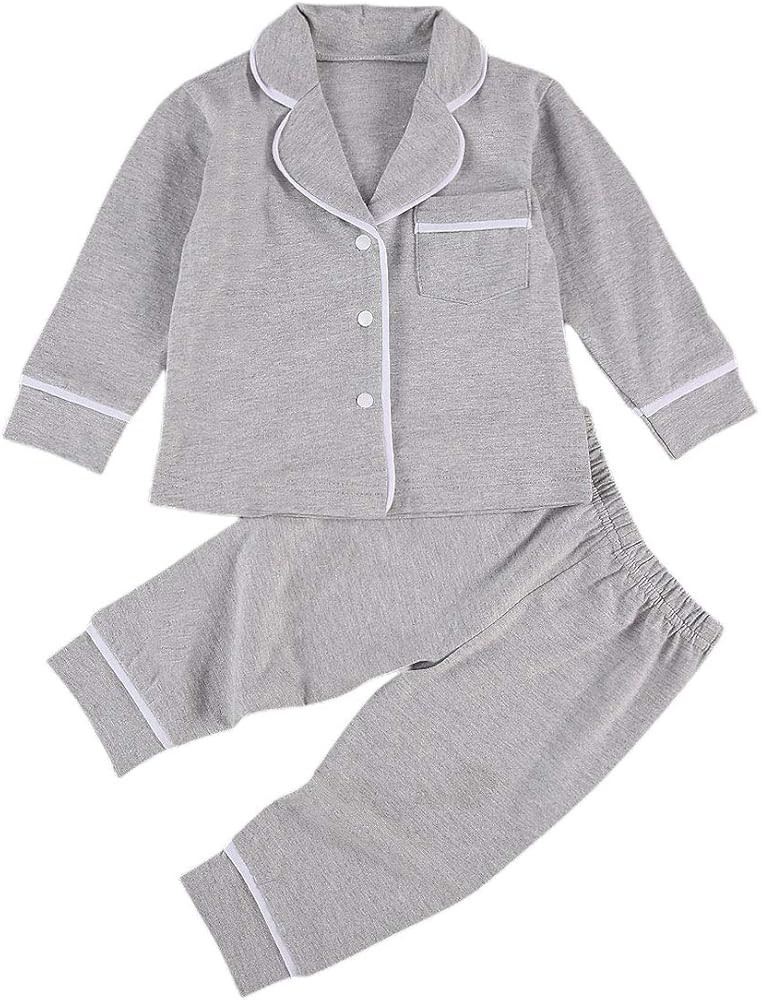 Merqwadd Toddler Baby Button-Down Pajamas Set, Cotton 2-PCS-PJs Set Shirt and Pants Sleepwear for... | Amazon (US)
