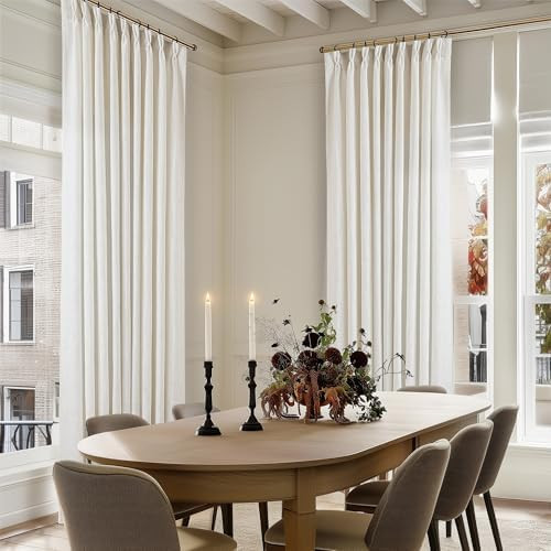 Natural Extra Wide Pinch Pleat 120 Inch Curtains 60 Inch Wide | Amazon (US)
