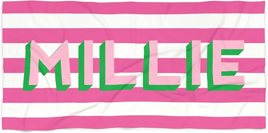 Personalized Cabana Stripe Beach Towel (Regular, Bubble Gum Stripe) | Amazon (US)