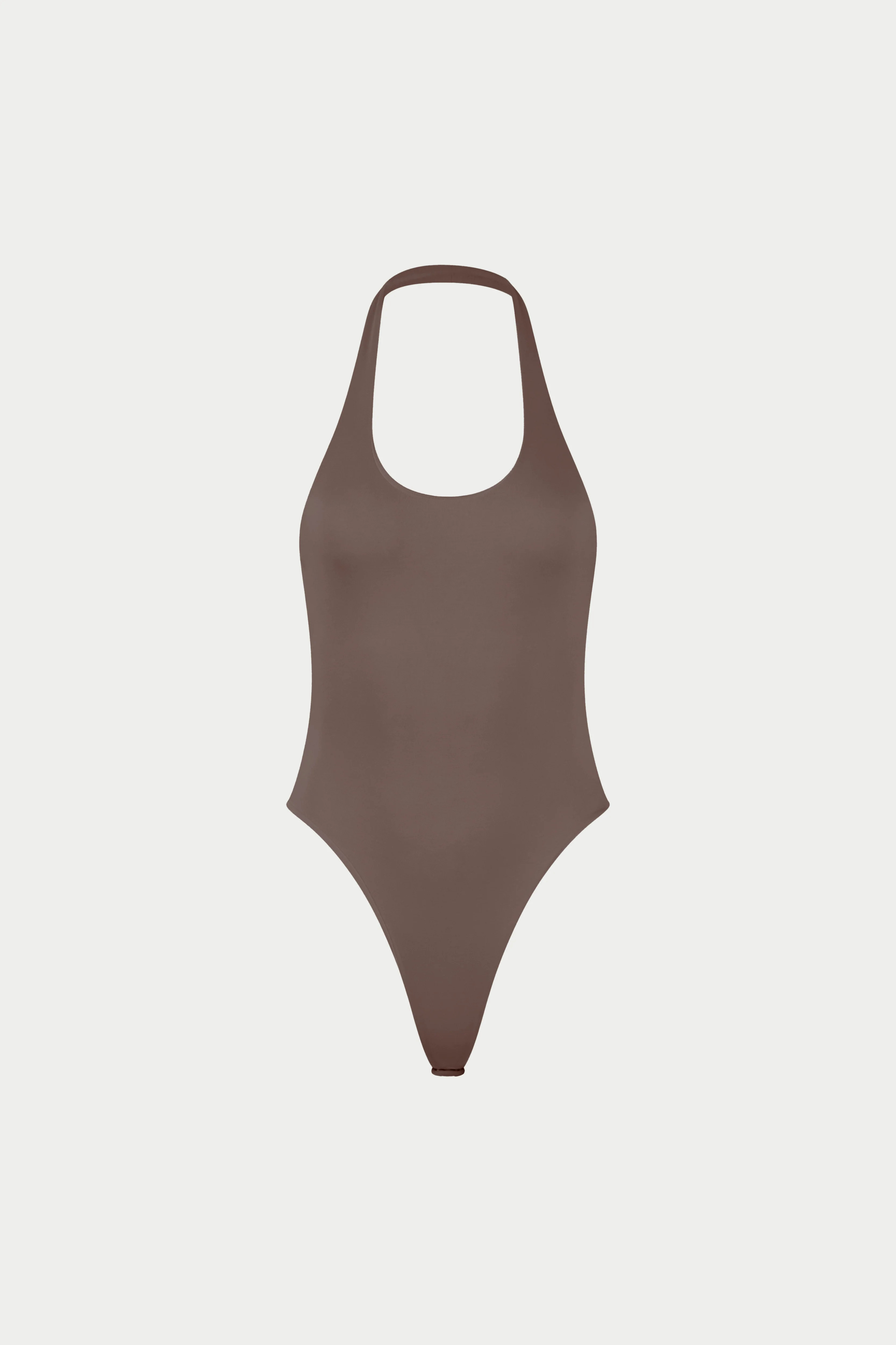 Scoop Neck Bodysuit - Brown | The Couture Club
