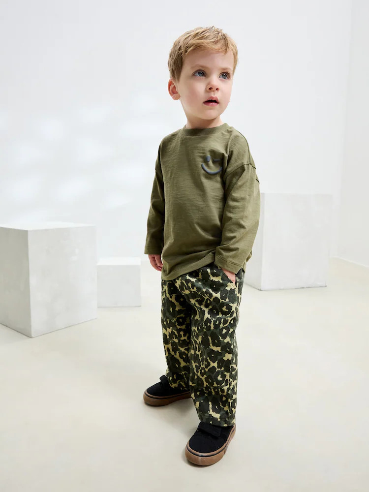 Green Leopard Print Pull On Wide Trousers (3mths-7yrs) | Next US