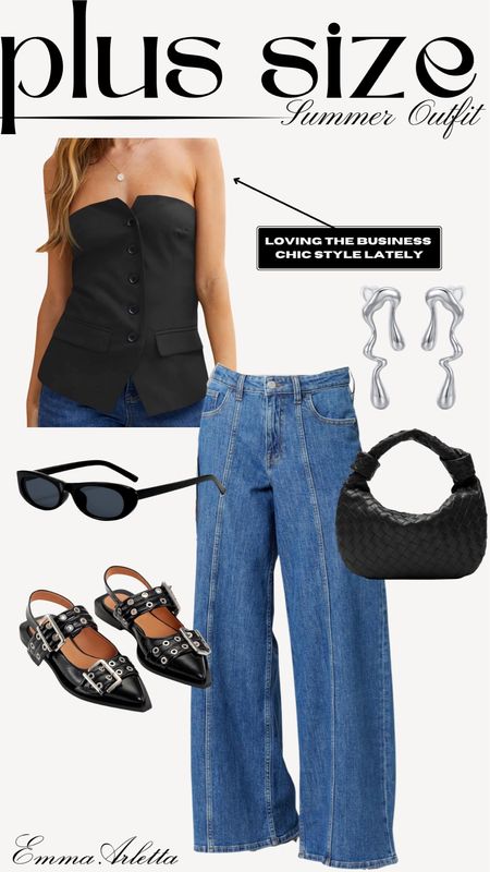 chic outfit inspo 🫶🏼🫶🏼

business chic, blazer top, jeans, sandals, flats, summer outfit, date night 

#LTKFindsUnder100 #LTKPlusSize #LTKStyleTip