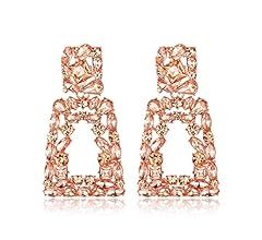 Flyonce Rectangle Dangle Earrings for Women Girls, Rhinestone Crystal Geometric Statement Earring... | Amazon (US)