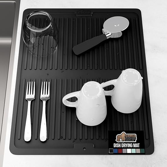 GORILLA GRIP 100% BPA-Free Patented Silicone Dish Drying Mat for Kitchen Counter, 18x16 Inch, Wat... | Amazon (US)