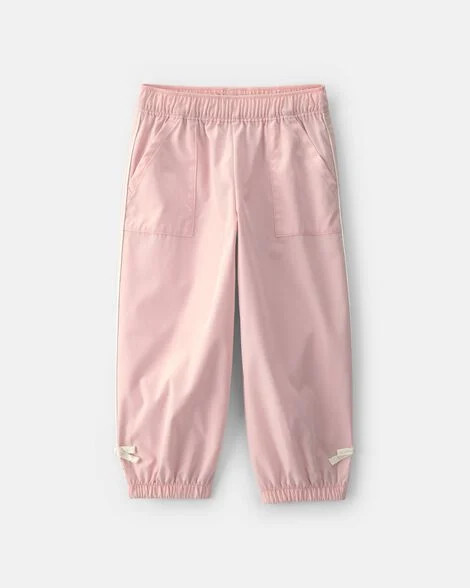 Toddler Girl Bow-Cuff Poplin Joggers - Pink | Carter's | Carter's Inc