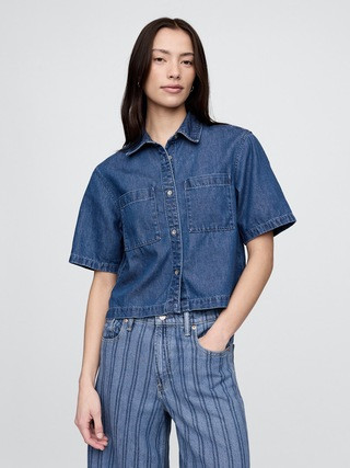 UltraSoft Cropped Denim Shirt | Gap (US)