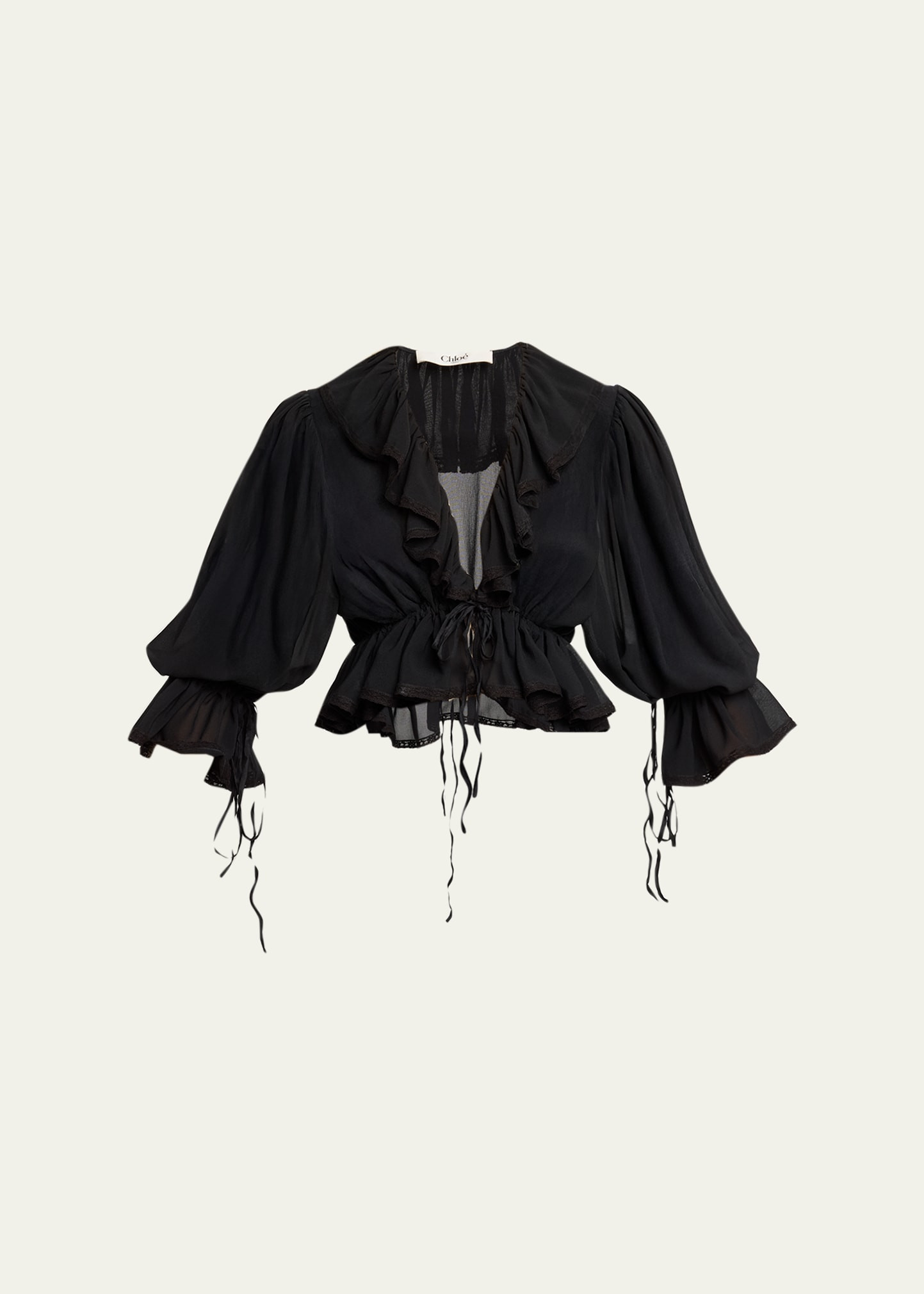 Chloe Tie Ruffle Silk Crop Top | Bergdorf Goodman