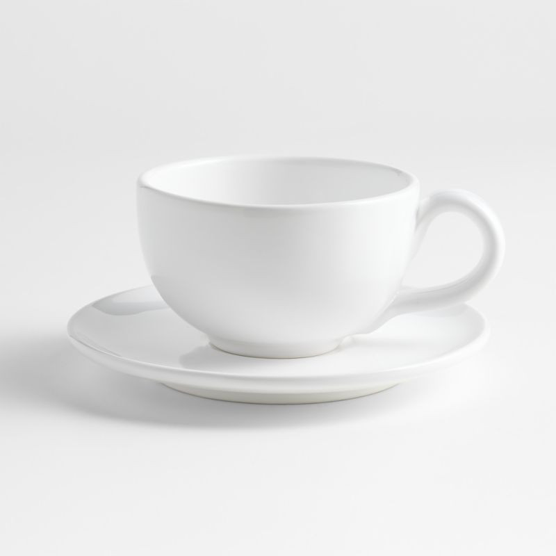 Sorrento 13.5-oz. White Cappuccino Cup and Saucer + Reviews | Crate & Barrel | Crate & Barrel