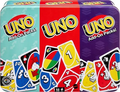 Mattel Games UNO Card Game with 2 Add On Packs & Collectible Tin for Kids, Adults & Family Game N... | Amazon (US)