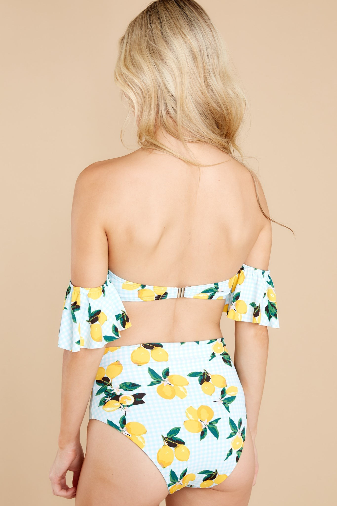 Always In The Sun Light Aqua Lemon Print Bikini Top | Red Dress 