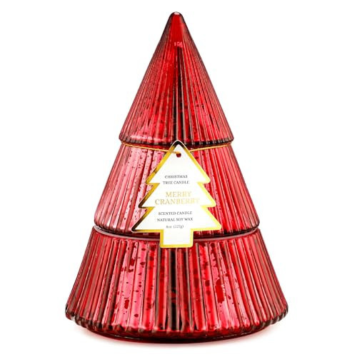 Christmas Tree Candles, Cranberry Scented Candle, Red Xmas Tree Shaped Candle, Christmas Home Table Decor Gifts for Women | Amazon (US)