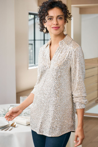 All That Glimmers Sequin Knit Tunic | Soft Surroundings