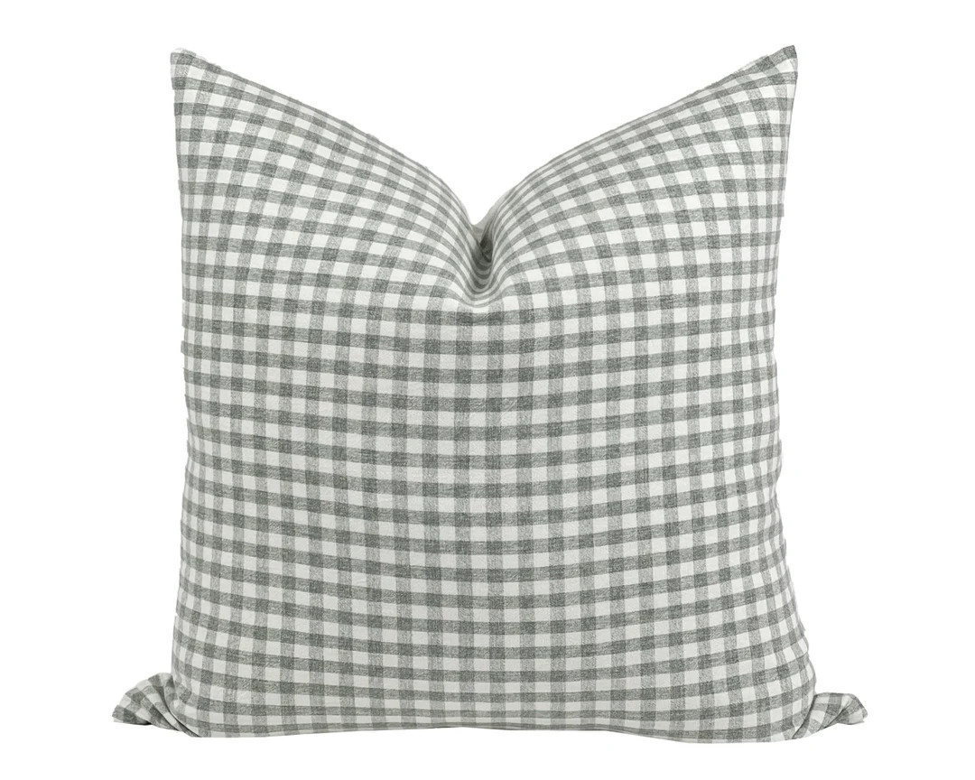 CLOVER Sage Green Gingham Pillow Cover, Neutral Pillow, Farmhouse Pillow, Gingham Pillow, Muted G... | Etsy (US)