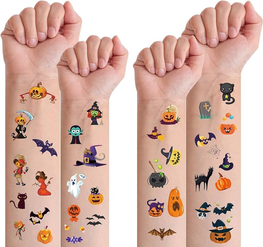 298 PCS Halloween Temporary Tattoos for Kids，Halloween Assorted Treat or Trick Halloween Fake T... | Amazon (US)