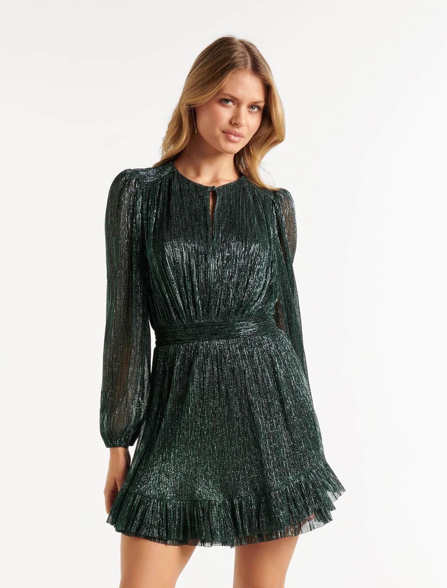 Goldie Long Sleeve Plisse Mini Dress | Ever New (CA)