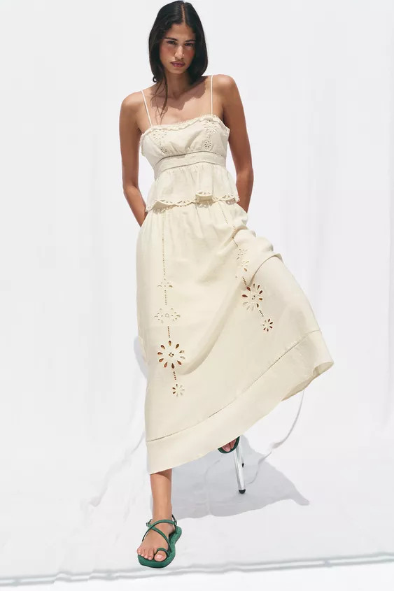 EMBROIDERED EYELET CROP TOP | Zara US