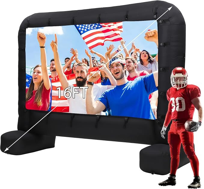 16Ft Inflatable Projector Screen, Outdoor Movie Screen Support with Quiet Air Blower and Storage ... | Amazon (US)