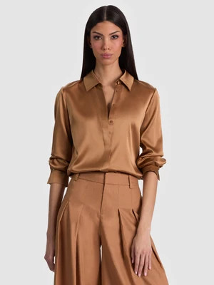BRADY SILK BLOUSE - TAN | Alice + Olivia