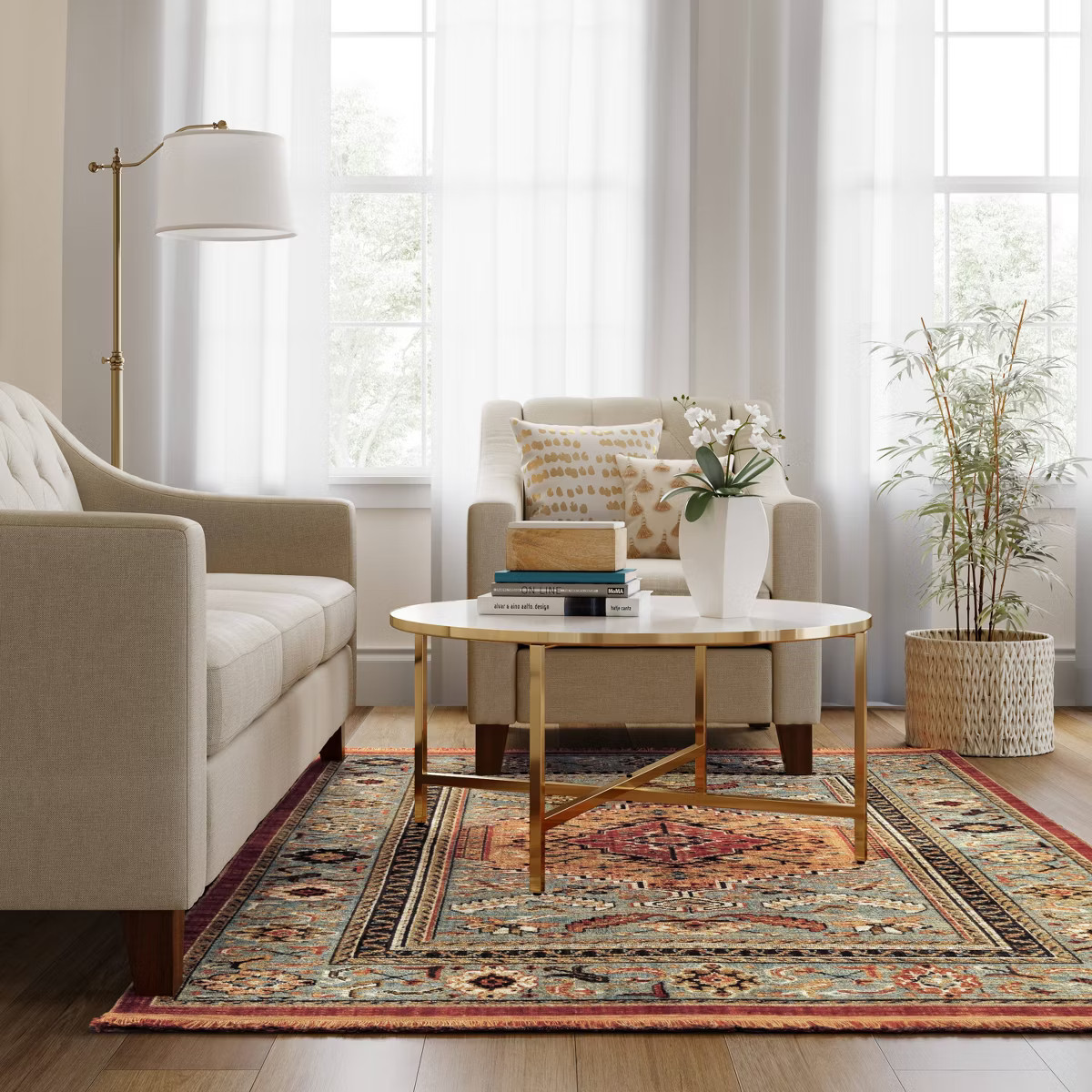 Floral Woven Rug Rust/Green - Threshold™ | Target